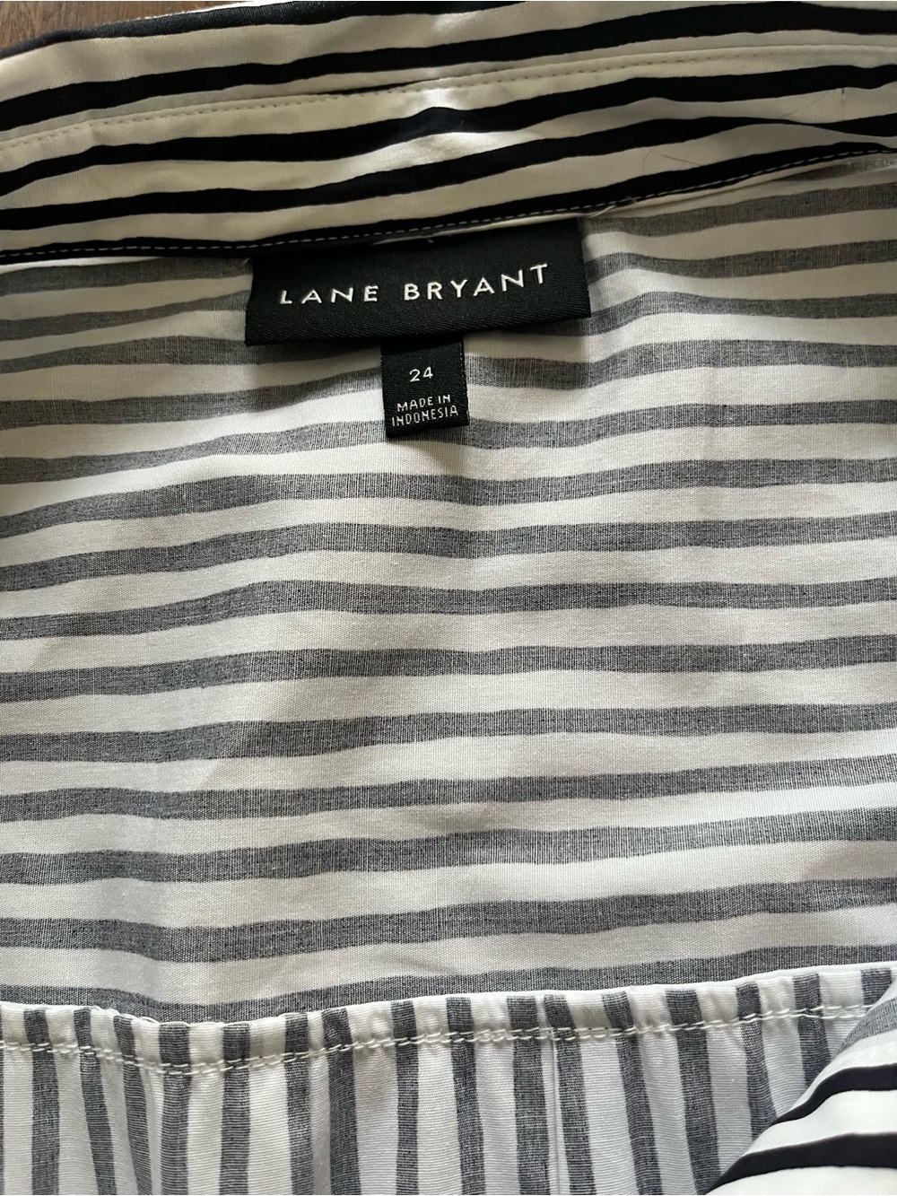 Lane Bryant Black & White Striped Shirt Midi Dress with Waist Tie - Picture 8 of 9